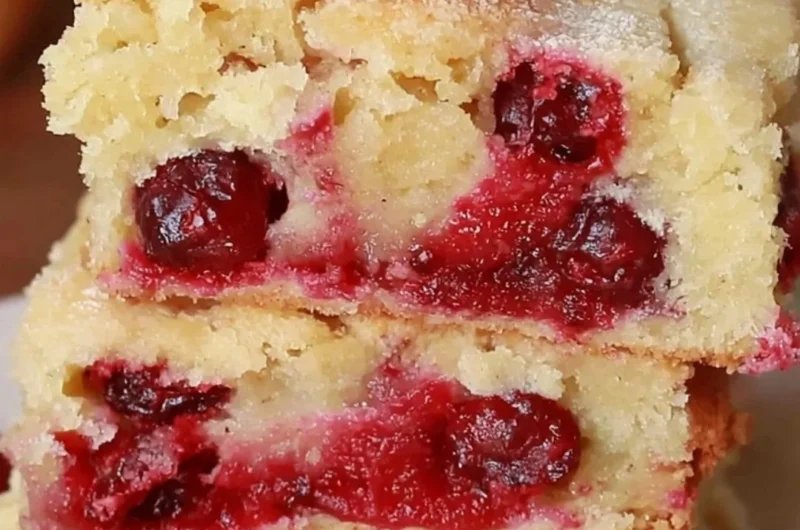 Cozy Cranberry Christmas Cake topped with festive decorations and cranberries