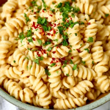 Cozy creamy white bean pasta sauce served over spaghetti