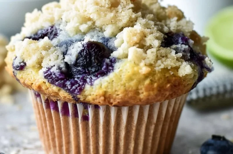 Freshly baked cozy gluten free blueberry muffins on a cooling rack.