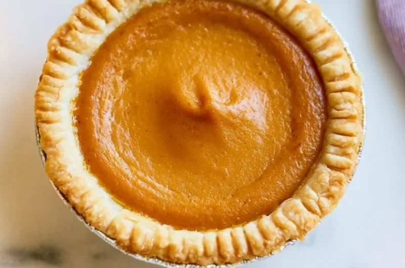 Cozy mini pumpkin pies served on a festive autumn table