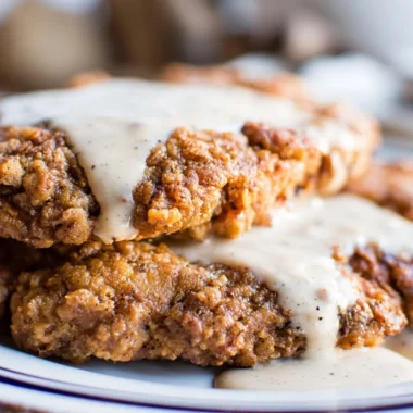 Delicious Texas Chicken Fried Steak with gravy on a plate