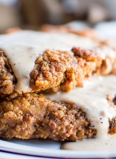 Delicious Texas Chicken Fried Steak with gravy on a plate