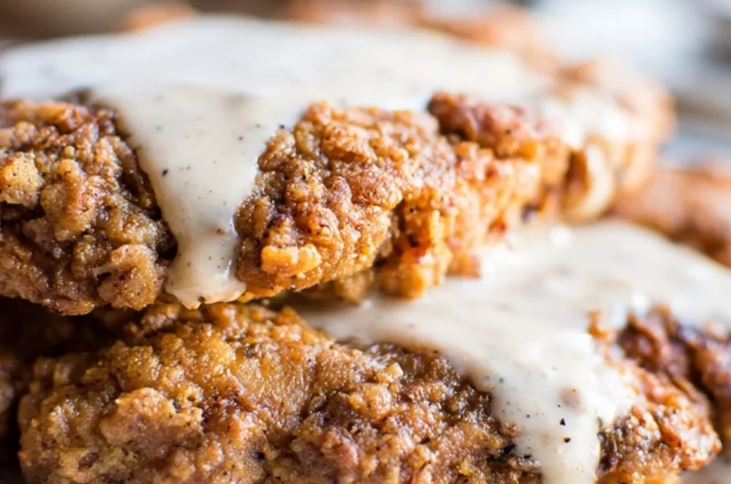 Delicious Texas Chicken Fried Steak with gravy on a plate