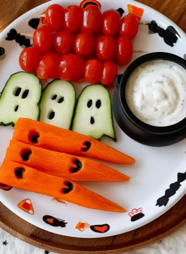 Creative Veggie Ghosts made from vegetables for Halloween decorations